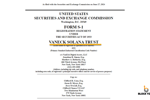 VanEck Files For First Solana ETF In US, Names Coinbase As Custodian