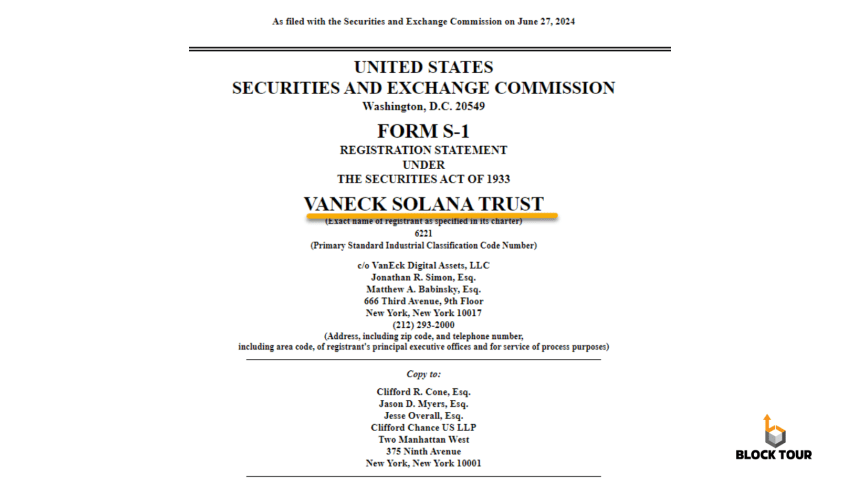 VanEck Files For First Solana ETF In US, Names Coinbase As Custodian